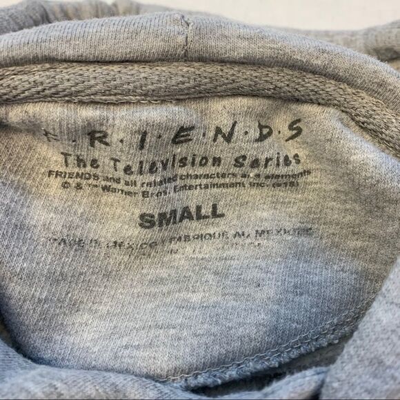 FRIENDS gray cropped pullover hoodie size small - Picture 4 of 5